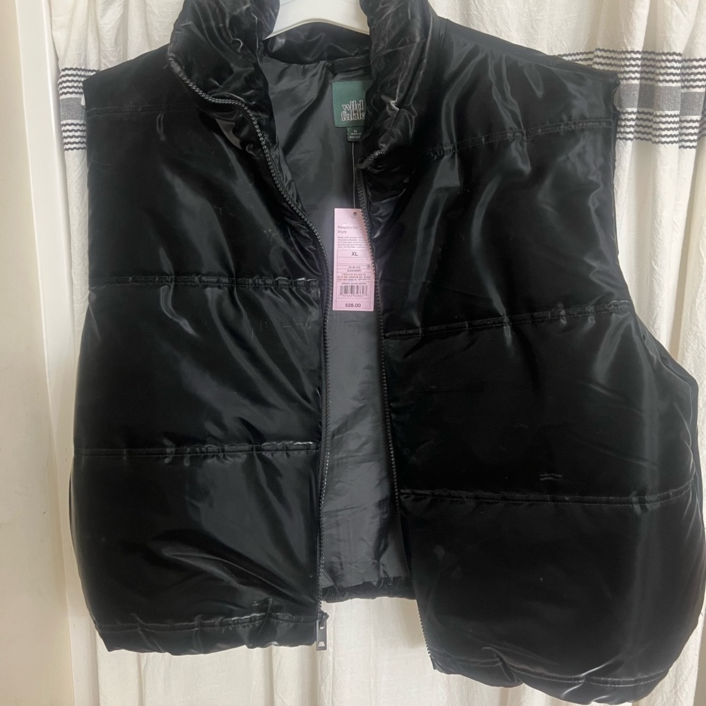 Wild Fable Shiny Black Puffer Vest